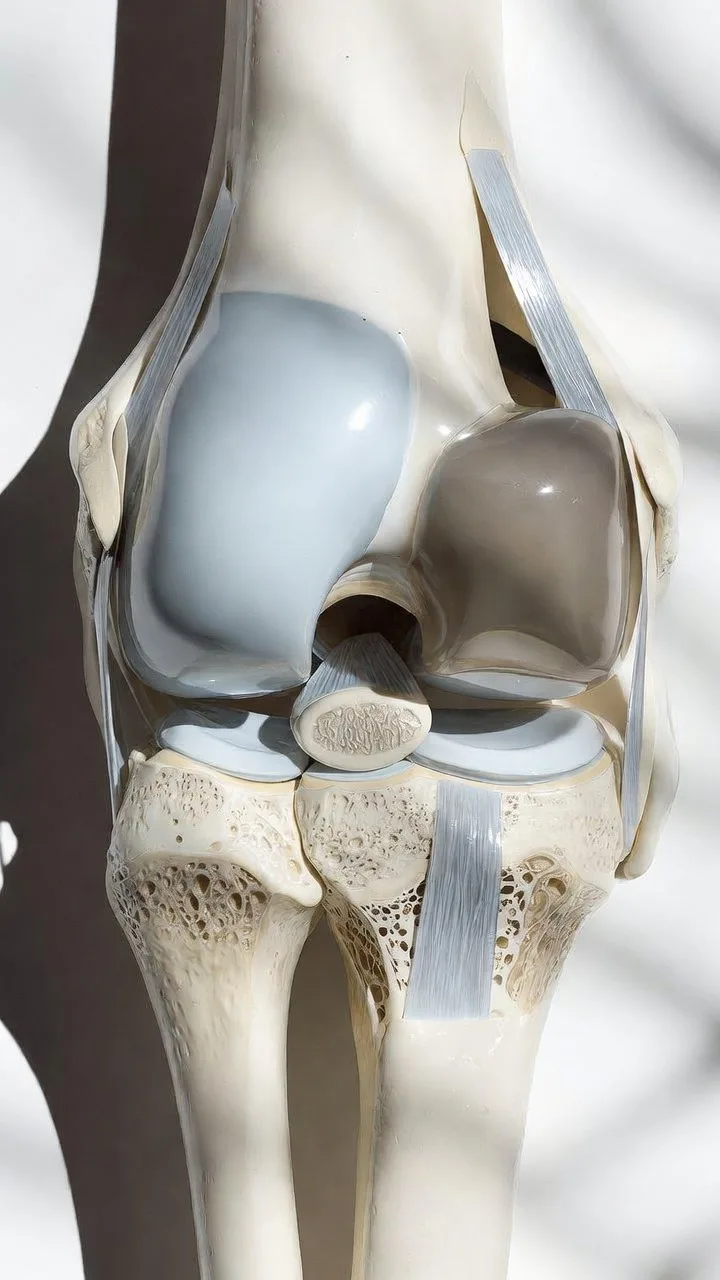 Anatomie des Kniegelenks mit Darstellung der typischen Schmerzbereiche beim Strecken